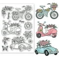 thumbnail image 2 of 1Sheet Bicycle and Flower Clear Silicone Stamps for Cards Making Photo Album Journal Home Decoration, 2 of 9