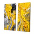 thumbnail image 3 of Designart "Cosmic Vibrations in Yellow and Grey II" Abstract Wall Art Set Of 2 - Yellow Abstract Canvas Set For Living Room Decor, 3 of 7