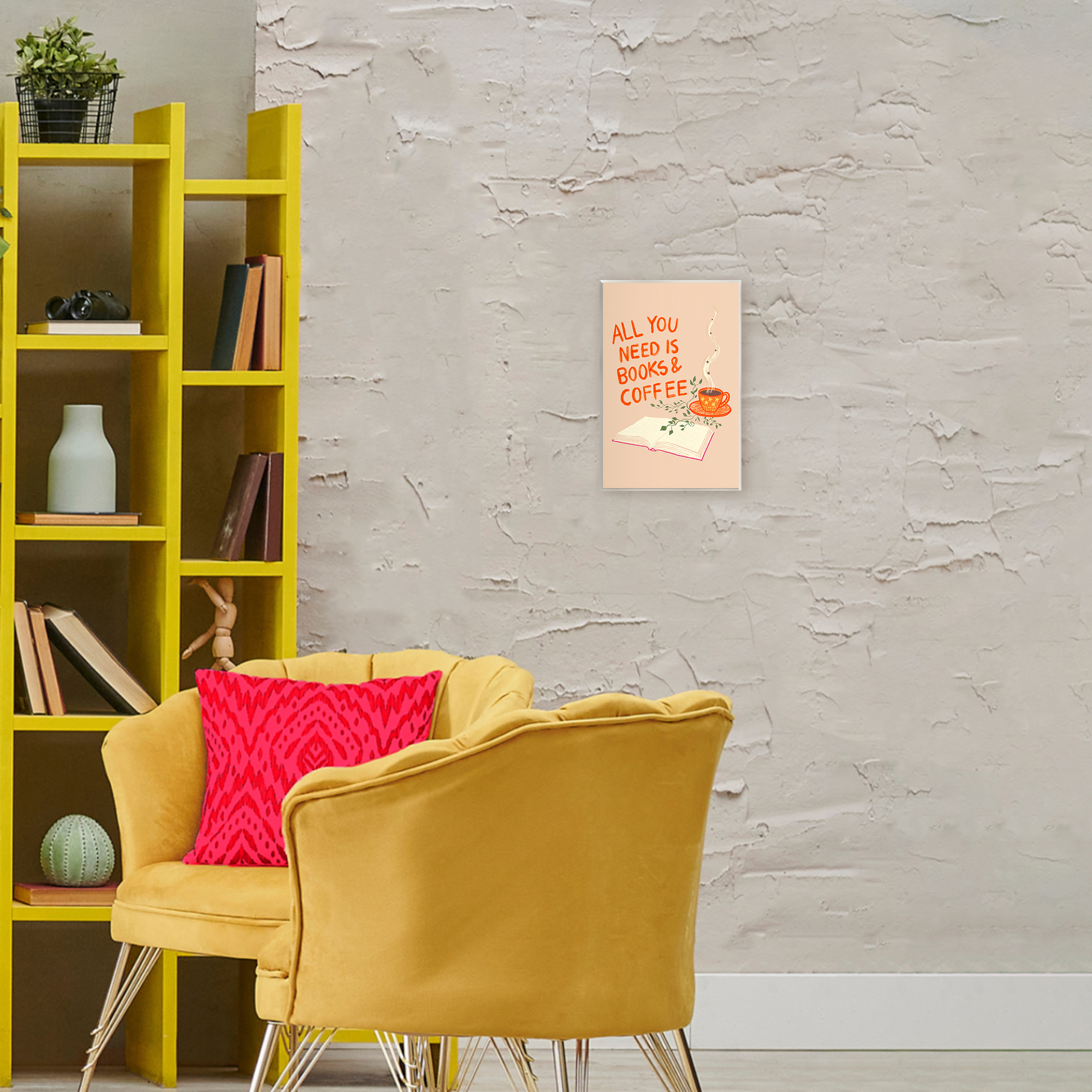 Need Books & Coffee Wall Plaque Art, design by Florentina Dolci