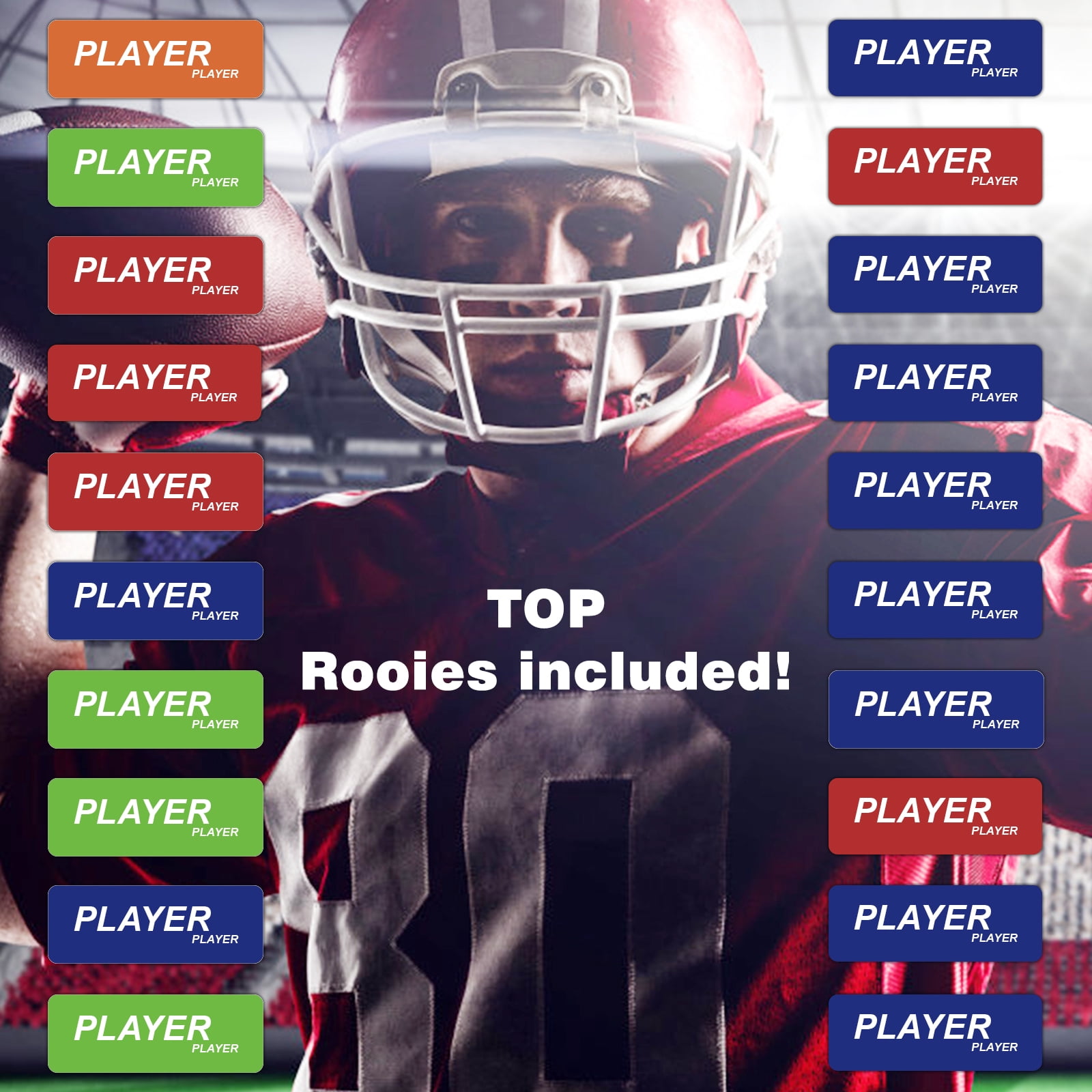 2026  Football Draft Board Kit -6 x 4 Feet -Up to 14 Teams & 660+ Player Stickers.