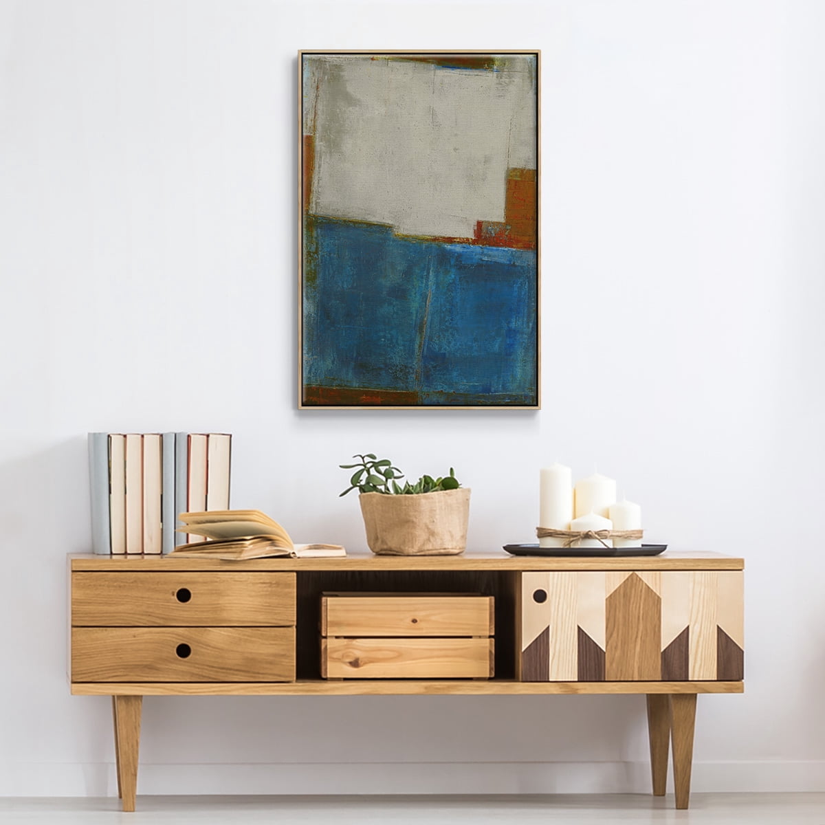 Steady Moves Framed Premium Gallery Wrapped Canvas - Ready to Hang - 27 x 41 - Natural Wood Floating Frame