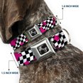 thumbnail image 2 of Buckle-Down Pet Collar, Dog Collar Metal Seatbelt Buckle, Checker Stars Black White Pink, 13 to 17 Inches 1.5 Inch Wide, 2 of 8