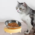 thumbnail image 4 of 15 degree Tilted Elevated Cat Bowls Water Bowls with Stand Feeding Station Stainless Bowl Non Raised Dish for Indoor Cats Puppy Kitten Yellow, 4 of 7