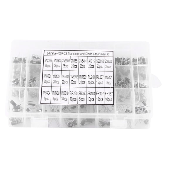 Transistor, Diodes Électroniques Facilement avec un Total de 400 Transistors et Diodes en 24 Valeurs pour Appareils à Semi-Conducteurs de Base