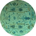 thumbnail image 1 of Ahgly Company Indoor Round Abstract Turquoise Blue Modern Area Rugs, 5' Round, 1 of 4