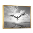 thumbnail image 2 of Designart "Seagulls in Flight Grey Beach Soar II" Animals Floater Framed Wall Art Print, 2 of 7