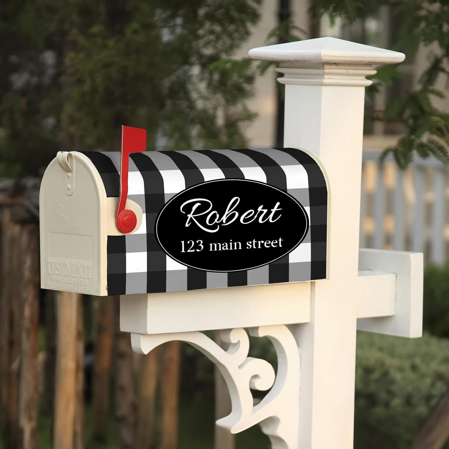 Custom Mailbox Covers Magnetic Add Photo Logo Family Name House Address Text Customized Mailbox Post Cover Double-Sided Printing Waterproof for Festival Holiday Outdoor Decor Garden Yard