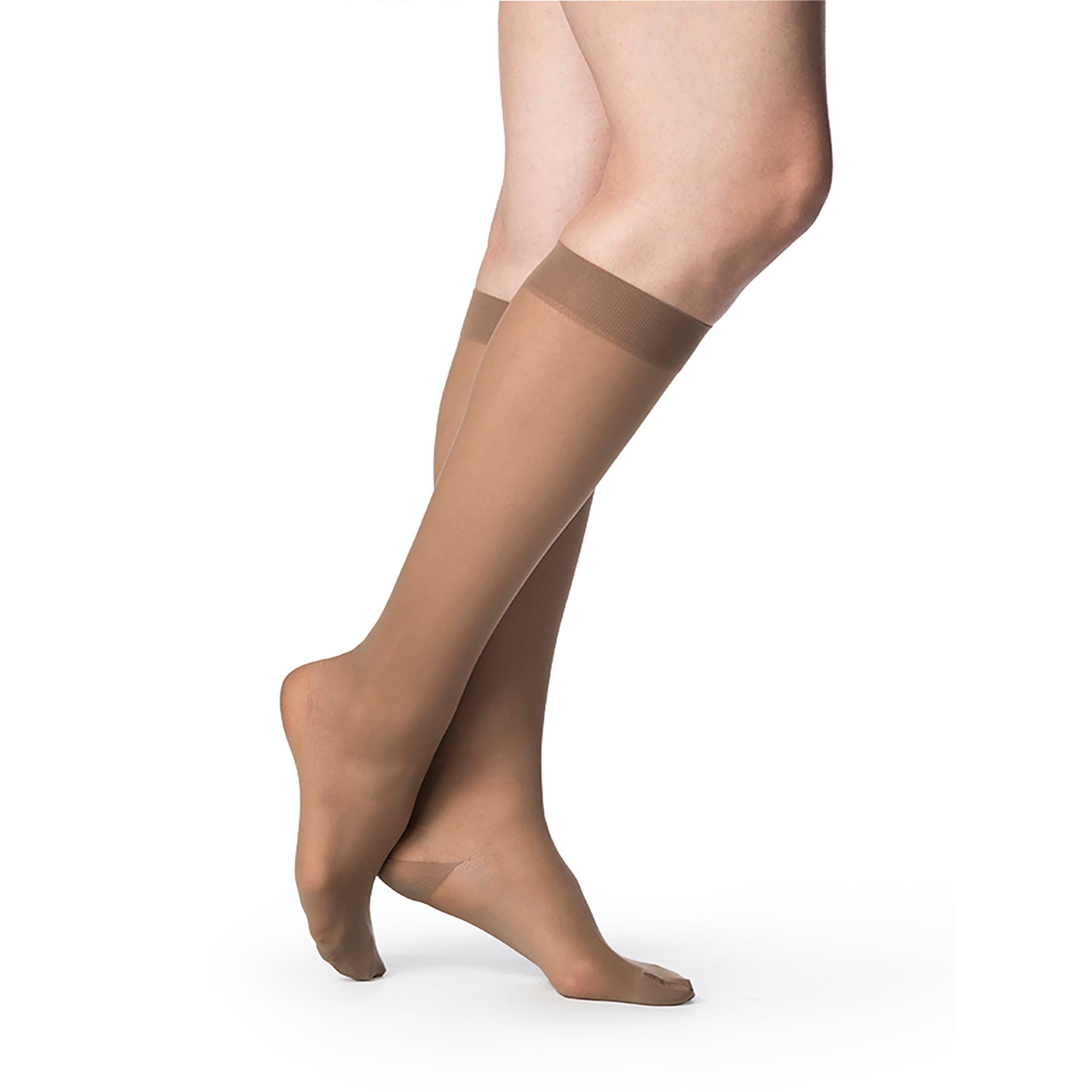 Sigvaris Style 781 Sheer 15-20 Closed Toe Knee High Compression Stockings Warm Sand SS Short