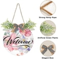thumbnail image 2 of Coolnut Flower Welcome Sign for Front Door, Rustic Wooden Wall Sign with Artificial Leaves for Home Farmhouse Porch, 12" Round Home Decor, 2 of 7
