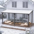 thumbnail image 6 of AECOJOY 16'x8' Outdoor Hardtop Gazebo, Lean-to Galvanized Steel Wall Mounted Pergola, Heavy Duty Patio Roof Awnings for Decks & Grill Use, 6 of 7