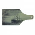 thumbnail image 1 of Nautical Cutting Board, Old Pirate Ship in the Sea Historical Cruise Retro Voyage Grunge Style Art, Decorative Tempered Glass Cutting and Serving Board, Wine Bottle Shape, Plum Tan, by Ambesonne, 1 of 1