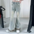 thumbnail image 2 of mgoYE Toddler Jeans Girls Baggy Jeans for Girls Wide Leg Ripped High Elastic Waisted Denim Pants Cute Summer Trousers Y2K Streetwear Kids Jeans Girls |13-14 Years,Blue, 2 of 3