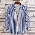 thumbnail image 4 of Hpapadks Men Shirt Long Sleeve No Ironing Tooling Stripe Lattice Lapel Button Down Tops Dress Shirts for Men Blue XL, 4 of 5