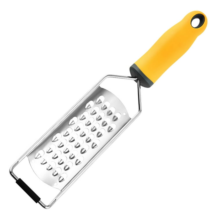Stainless Steel Cheese Grater Paring Fruit Grater Peeler Parer Handheld Shredder for Fruit Vegetable (Silver + Yellow), Size: 31.5×6.5×2CM