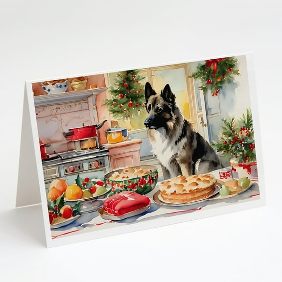 Norwegian Elkhound Christmas Cookies Greeting Cards Pack of 8 7 in x 5 in