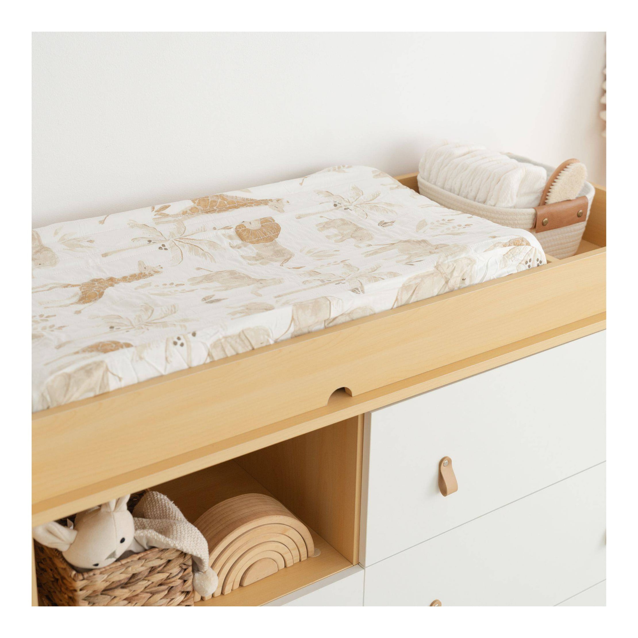 Cotton Quilted Changing Pad Cover - Kendi Animals