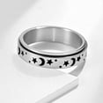 thumbnail image 5 of Anillos giratorios esmerilados para mujer: anillos de eternidad con luna creciente y estrellas, accesorios de joyería, regalos, tallas 7-12 (plata, 8), 5 of 5