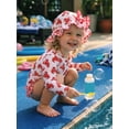 thumbnail image 6 of BemeyourBBs Toddler Baby Girls Crayfish One Piece Swimsuit Infant Bathing Suit Rash Guard With Hat 2 Pcs Set Lobster Print Plaid Ruffled Trim Long Sleeve Back Zipper Swimwears Summer Beachwear, 6 of 9