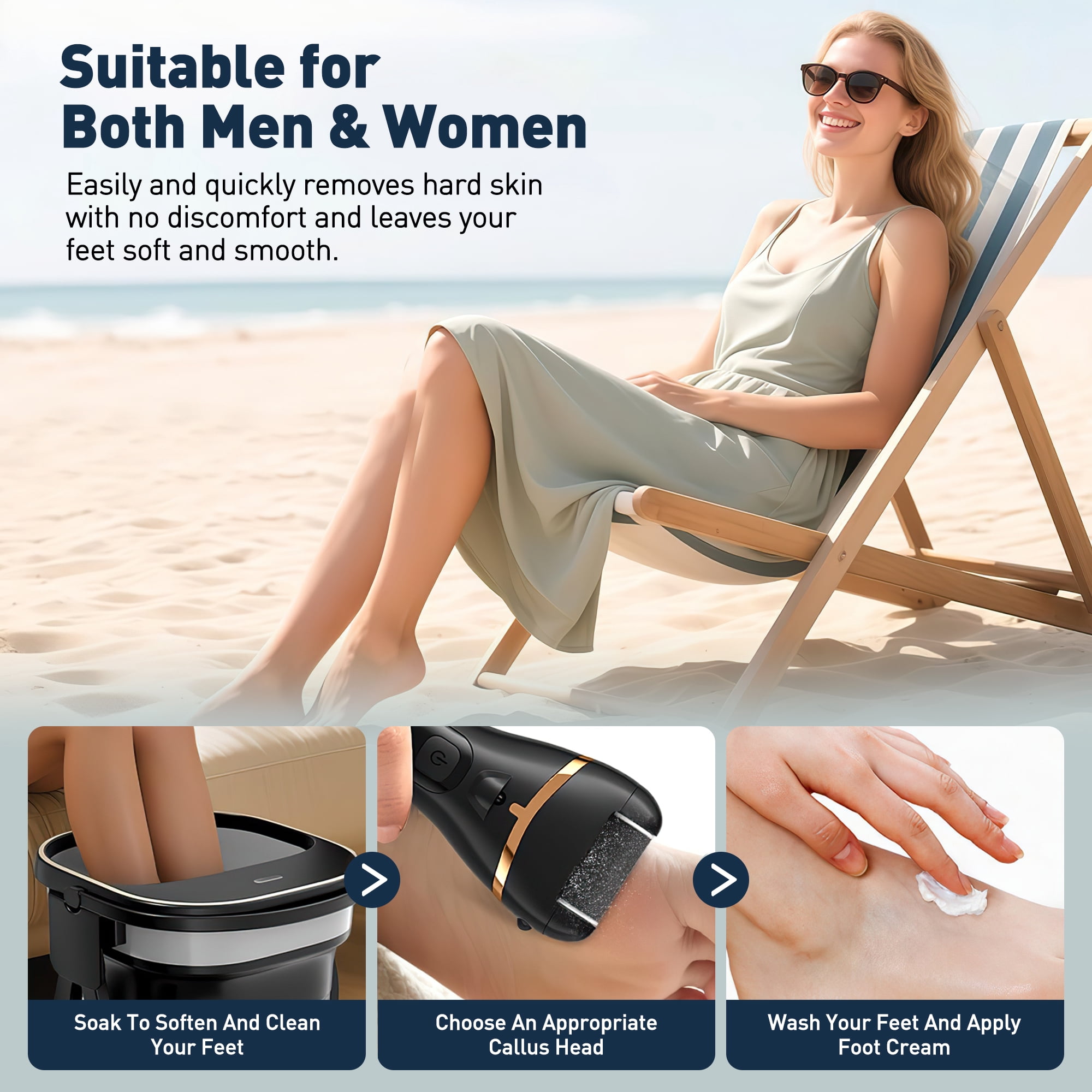 GPED 18 in 1 Electric Foot Callus Remover, Waterproof Callus Remover for Feet W/ 3 Speed, Rechargeable Foot Scrubber Kit W/ 3 Roller Heads,Professional Pedicure Tools & Foot File for Dry & Crack Skin