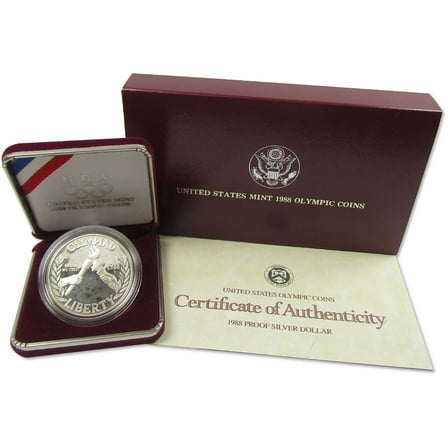 Seoul Olympiad Commemorative Dollar 1988 S Proof Silver OGP COA