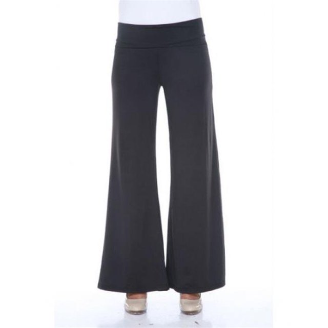 White Mark Pantalon Palazzo, Noir - Grand
