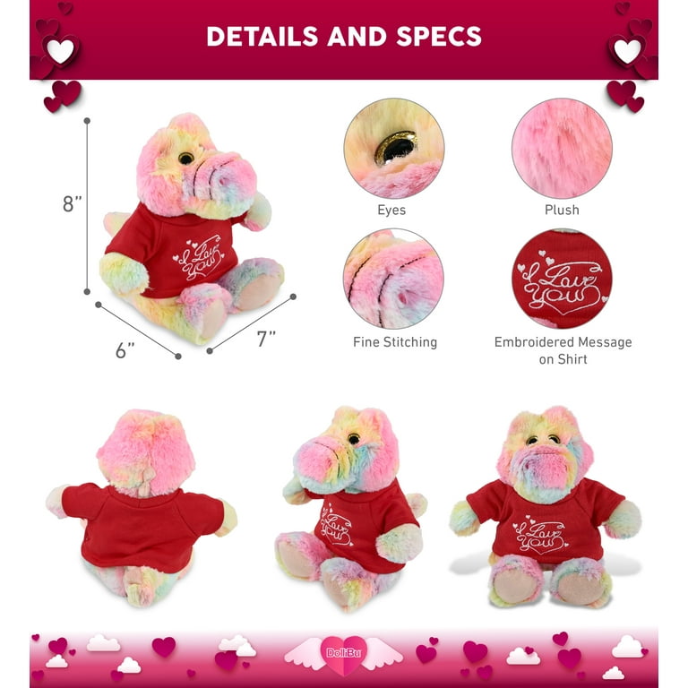 I Love You Valentine Plush Alligator - Personalized Stuffed Animal With Heart 11.5 Inches