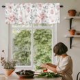 thumbnail image 6 of Pink Rose Rod Pocket Curtain Valance, Modern Simple Romantic Flowers Floral Leaves Farmhouse Window Valance for Living Room, Bedroom, Kitchen 60"W x 18"L, 6 of 9