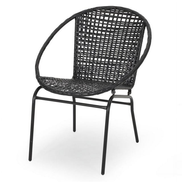 Noble House Fauteuil Club en Rotin Synthétique pour Extérieur Java Noir (Ensemble de 2)