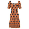 thumbnail image 6 of Orange & Navy Blue Quatrefoil Pattern Dress dress women summer 2024 Dresses for wedding party Long dress, 6 of 7