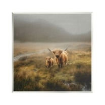 Stupell Industries Highland Cows Rural Landscape Animals & Insects Photography Unframed Art Print Wall Art, 12 x 12