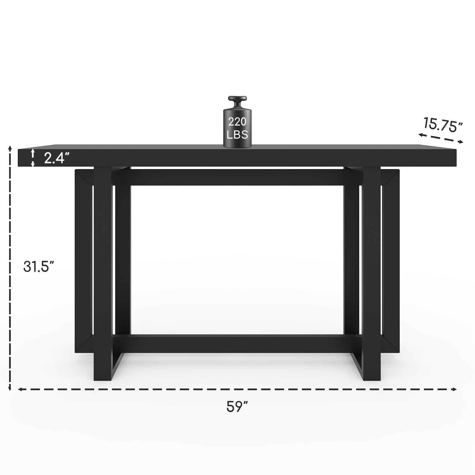 Ktaxon 59” Modern Console Table, Sleek Black Entryway Table Storage Cabinet, Heavy-Duty Hall Table for Foyer & Living Room