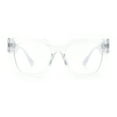 thumbnail image 4 of Womens Luxury Jaguar Head Jewel Thick Horn Cat Eye Clear Fashion Eyeglasses Clear White, 4 of 8