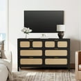 thumbnail image 3 of 6 Drawer Dresser, Rattan Dresser for Bedroom with Metal Handles, Farmhouse Wood Storage Chest of Drawers for Bedroom, Living Room, Hallway, Entryway, 3 of 7