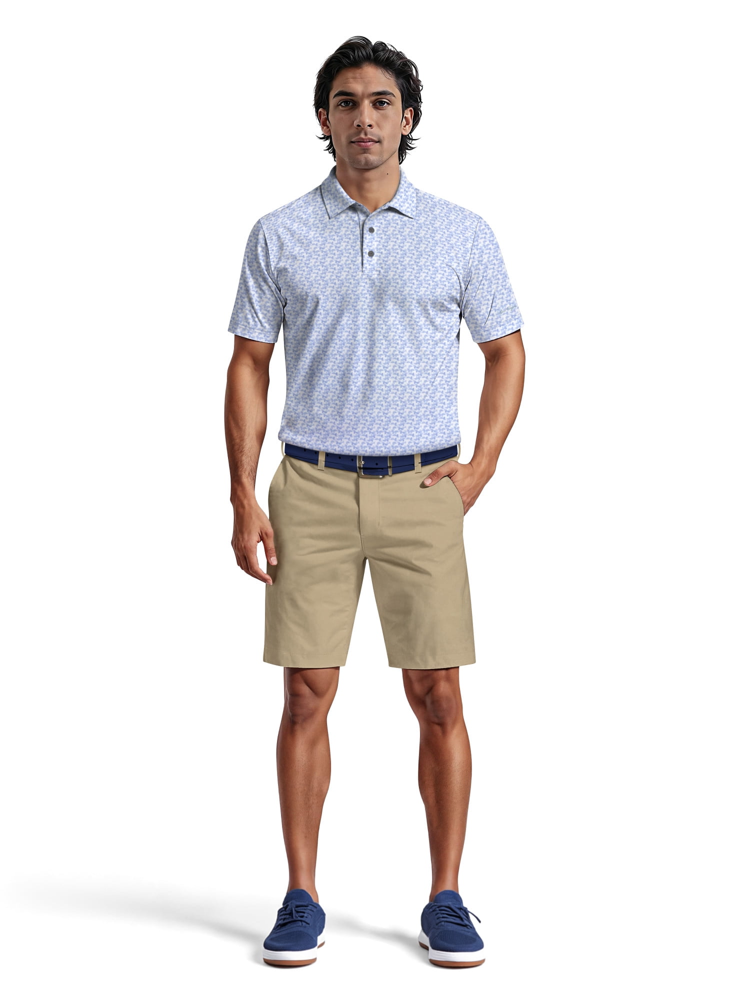 Ben Hogan Men's & Big Men's Performance Geo Polo Short Sleeve Polo Shirt, up to 5XL