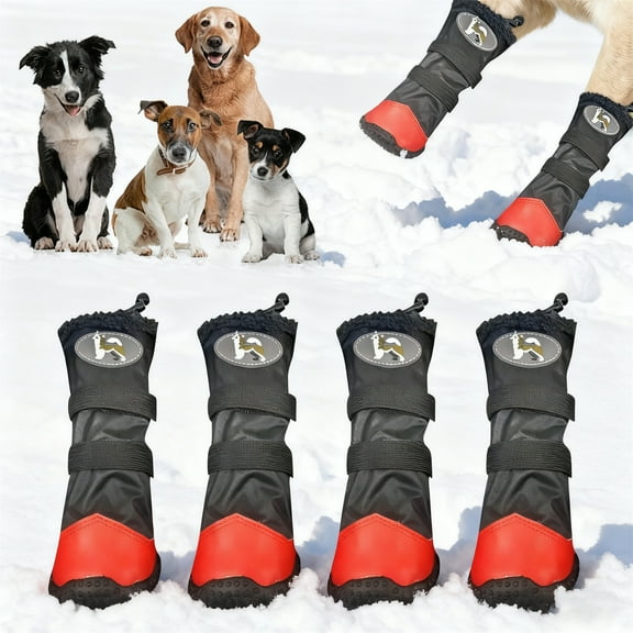 All Weather Protective Pet Boots with Sole and Reflective Strips for Outdoor Walking Hiking Running on Terrains