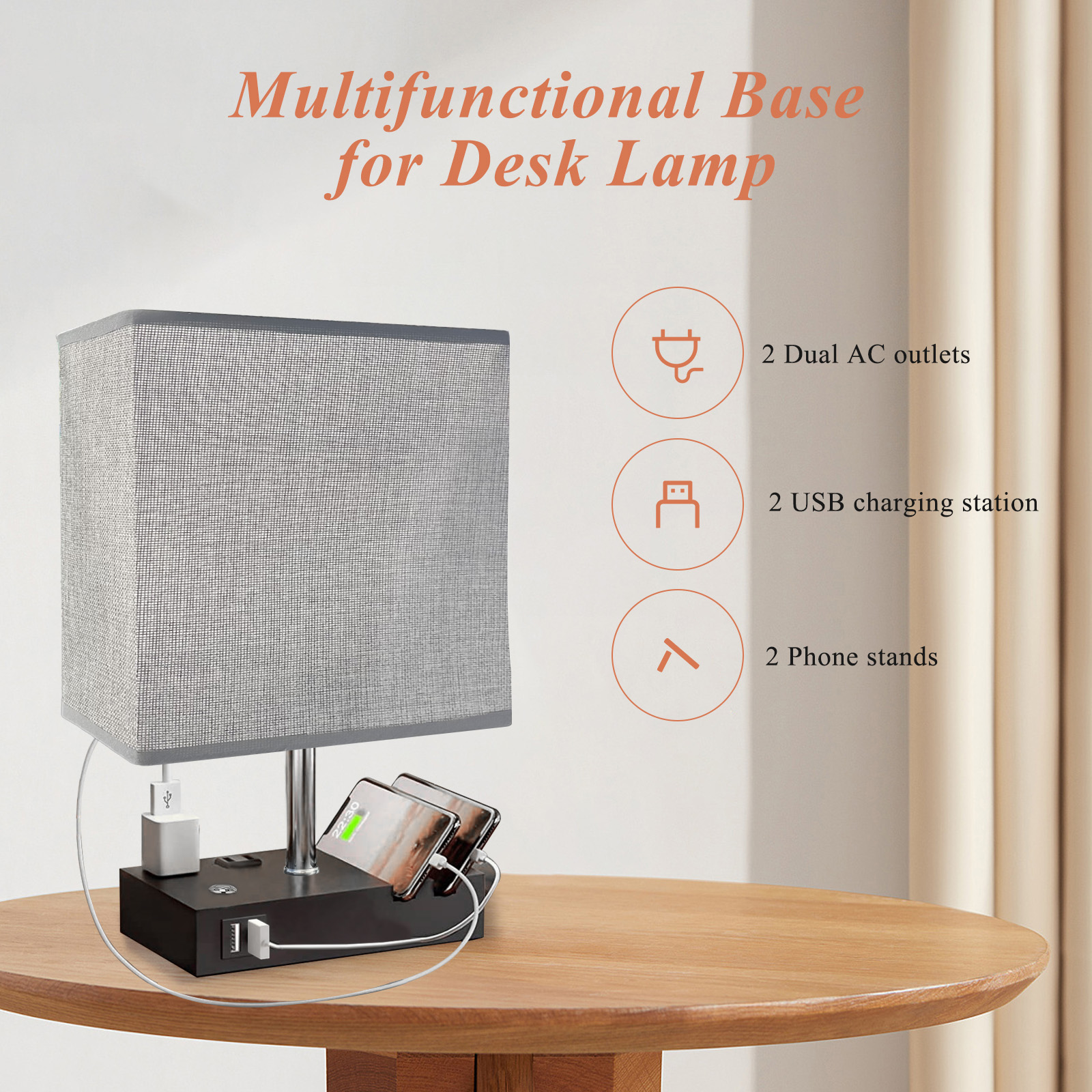 IJIL Table Lamp with USB Charging Ports photo 3