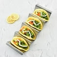 thumbnail image 5 of HomeLife Stainless Steel Taco Holder Stand Reversible Holds 3 or 2 Tortillas Stackable Rack for Easy Storage Triangular Interior Prevents Spills Non-Stick Surface Taco Grill Mold, 5 of 13