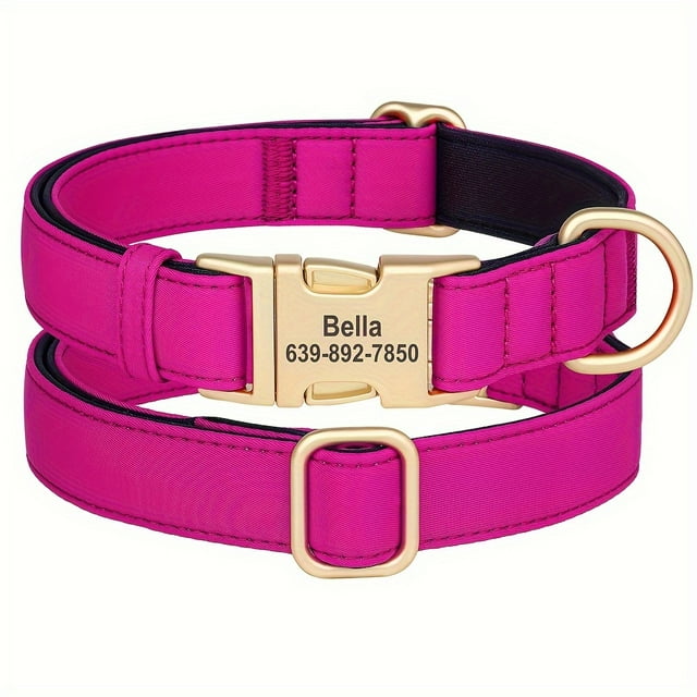 SUTENGDA Durable Polyamide Adjustable Dog Collar - Custom Engraved Comfortable Soft Lining Waterproof Quick-Dry with Personalized Name Tag for Small to Large Dogs