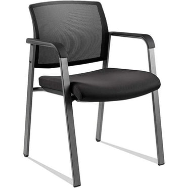 CLATINA Mesh Back Stacking Chairs with Arms and Ergonomic Lumber Support for Office School Church Guest Reception,Black 1-Pack