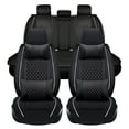thumbnail image 1 of Maidao Housse de Siège Auto Ensemble Complet pour Land Rover pour Defender 1983-2016 5 Sièges Similicuir Imperméable Compatible avec Coussin Gonflable Convient pour Dossier Séparé Coussin de Siège avec Oreiller et Appuie-Tête Noir et Blanc, 1 of 7