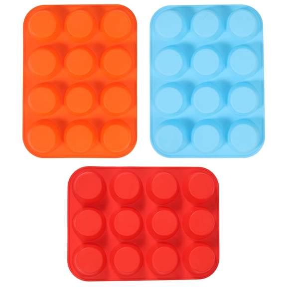 3 Pack Silicone Muffin Pan & Cupcake Pans for Baking - 12 Cup Regular Size Egg Bites Molds