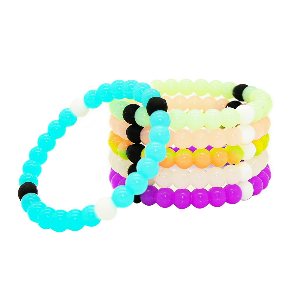 Glow in the Dark Bracelets for Kids Boys Girls Teens 6 PCs Pack Fluorescent and UV Led Black