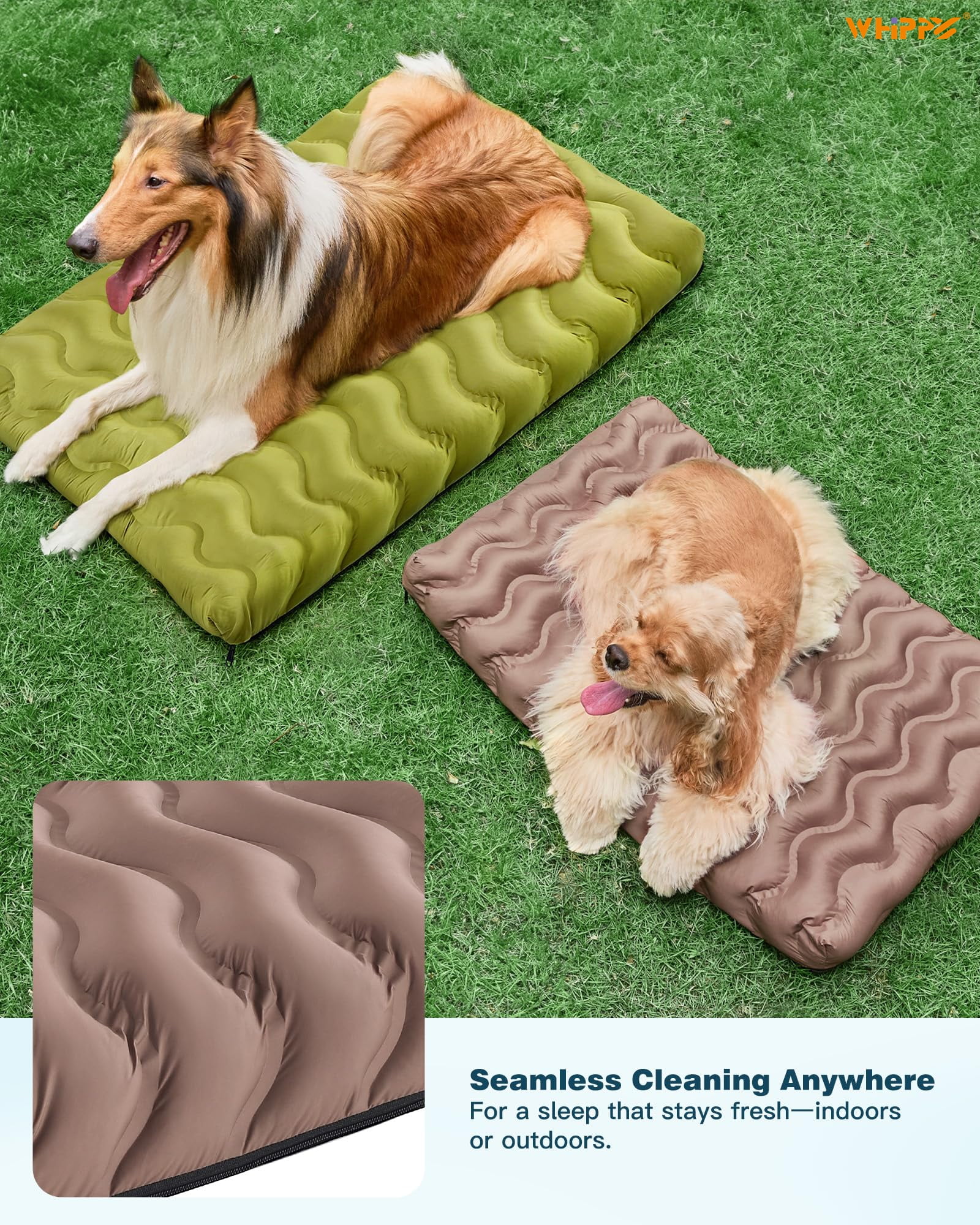 Orthopedic Dog Bed for Large Medium Small Dogs Waterproof Memory Foam Dog Crate Bed Washable Pet Bed with Removeable Cover, 30"x20", Beige