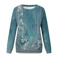 thumbnail image 3 of WTXUE Crewneck Sweatshirt Long Sleeve Shirts Blouses for Women Dressy Casual Floral Tunic Tops Pullover Tops for Women Trendy Womens Work Tops Beach Tops Sky Blue L, 3 of 4