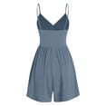 thumbnail image 4 of Staron Summer Rompers for Women Casual Sleeveless Athletic Jumpsuit Solid Color Comfy Pullover Shorts, Blue S, 4 of 4