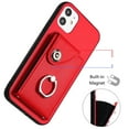thumbnail image 4 of Case for iPhone 12 - PU Leather Wallet Cover with Credit Card Holder and Rotating Ring Kickstand - Shockproof Anti-Scratch Accordion Design Card Slots Purse Case for iPhone 12, Red, 4 of 6
