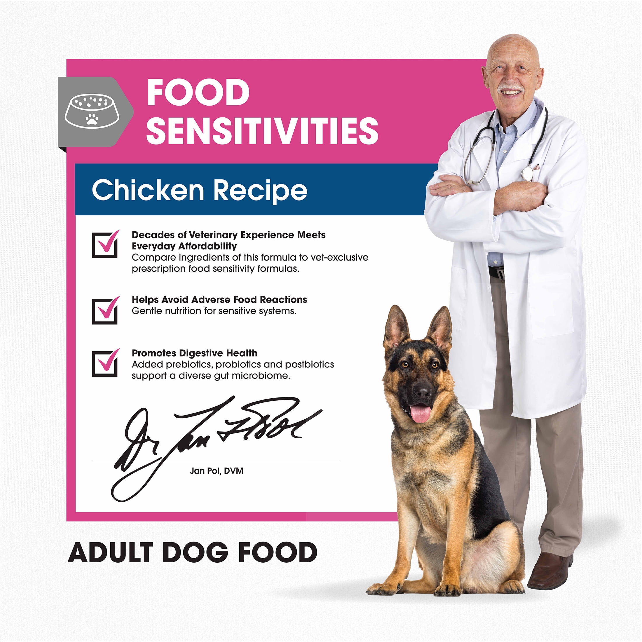 Dr. Pol® Clinical Food Sensitivities Hydrolyzed Chicken Recipe – Hypoallergenic Adult Dog Food, 24 lb Bag