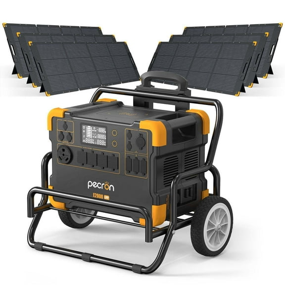 PECRON E2000LFP 1920Wh/2000W Portable Power Station with 6*200W Solar Panels Cart Kit Solar Generator for Home Emergency, Camping, Travel, RV, Off-Grid