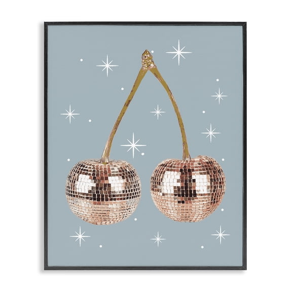 Stupell Industries Mid-Century Luminous Glam Cherries Black Framed Giclee Art, 11 x 14, by Lil' Rue