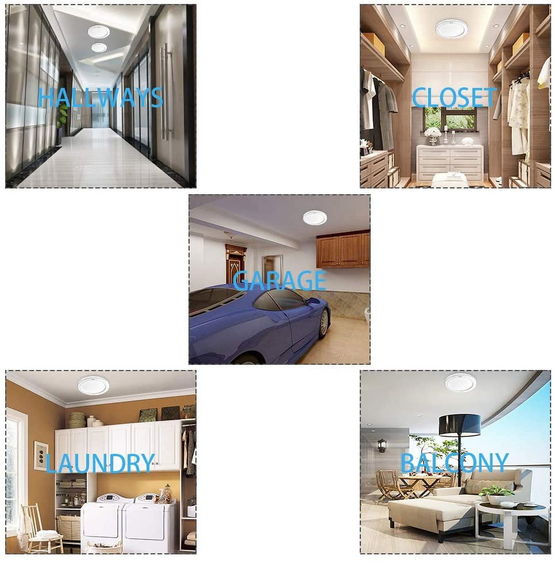 Youtob Motion Sensor Light LED Ceiling Light with 30s/180s Timeout Adjustable 3 Colors,15W 1500lm Round Lighting Fixture for Porches, Closets, Stairs(3000k/4000k/5000k Available) (White)